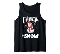 Pupazzo di Neve Dabbing Attraverso la Neve Divertente Natale Canotta