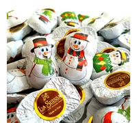 Pupazzo di Neve di Cioccolato La Suissa Kg 1 - Cioccolatini al Latte ripieni alla crema Gianduia a forma di Pupazzi di Neve - Senza Glutine