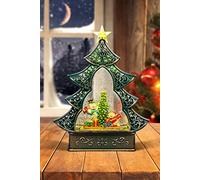 Pupazzo di neve di Natale scena globo albero con acqua vorticoso scintillante musica e luci per Natale decorazioni per la casa regali