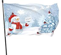 Pupazzo di neve di Natale Uccelli Albero Renna Bandiera 3x5 Ft Bandiera con stampa su un lato Banner di benvenuto Festa all'aperto