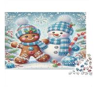 Pupazzo di neve di pan di zenzero di Natale Puzzles 1000 Pezzi Carta riciclata per adulti Puzzle per adulti Gioco stimolante Regalo divertente per bambini dai 12 anni in su 70x50cm/1000pcs
