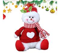 Pupazzo di neve di peluche, bambola pupazzo di neve | Morbido peluche natalizio con pupazzo di neve seduto | Gnomo peluche ripiene con sciarpa, pupazzo di neve decorazioni natalizie per porta finestra