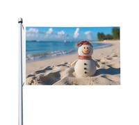 Pupazzo di neve di sabbia sulla spiaggia Bandiera 3 x 5 Ft Bandiera all'aperto Bandiera da giardino di benvenuto Banner da cortile Home Garden Yard Bandiere per decorazione prato, per interni/esterni