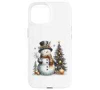 Pupazzo di neve e albero di Natale Retro Holiday Winter Wonderland Custodia per iPhone 15