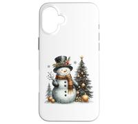 Pupazzo di neve e albero di Natale Retro Holiday Winter Wonderland Custodia per iPhone 16 Plus