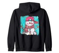 Pupazzo di Neve Felice con Cappello e Sciarpa Felpa con Cappuccio