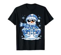 Pupazzo di Neve Fiocco di Neve Patchwork Natale Accogliente Famiglia Divertimento Maglietta