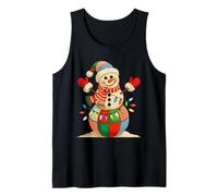 Pupazzo di Neve Fiocco di Neve Patchwork Natale Inverno Famiglia Divertimento Canotta