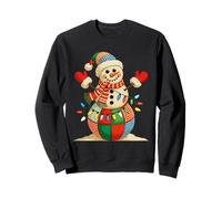 Pupazzo di Neve Fiocco di Neve Patchwork Natale Inverno Famiglia Divertimento Felpa