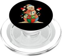 Pupazzo di neve fiocco di neve patchwork Natale inverno famiglia divertimento PopSockets PopGrip per MagSafe