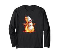 Pupazzo di neve in fiamme e costume di fuoco per l'inverno ardente Maglia a Manica