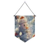 Pupazzo di neve in un cappello di Natale nella neve appeso banner in tessuto con asta telescopica banner festa banner e decorazioni per porte, pareti, finestre, giardini, banderine da cortile para