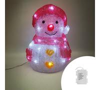 Pupazzo di neve luminoso 3D 30 Led 26cm in acrilico a batteria Wisdom