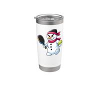 Pupazzo di neve Pickleball Player Natale Natale Serious Competition Bicchiere termico in acciaio inox doppia parete