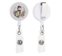 Pupazzo di neve rose dorate bacche di agrifoglio retrattile porta badge bobina clip porta carta d'identità per dottori, infermieri, studenti, impiegati