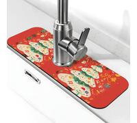Pupazzo di neve sciarpa verde sotto albero 38,1 x 14 cm diatomite rubinetto Mat