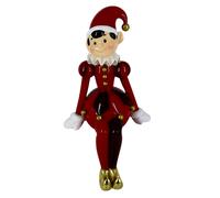 Pupazzo Elfo in Resina seduto giallo rosso cm 15,20x12,2xh28,5