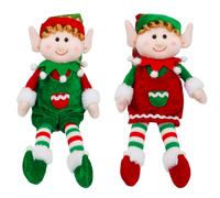 Pupazzo Elfo Natalizio H30 cm Seduto in Tessuto Verde o Rosso