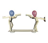 Pupazzo in Legno con Recinzione, Gioco da Tavolo con Palloncini da Colpire e Combattimento, Battaglie di Bot in Legno Fatti a Mano per 2 Giocatori, Divertente Gioco di Battaglia per Bambini e Adulti