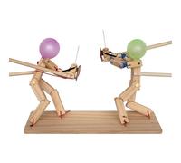 Pupazzo in Legno con Recinzione, Gioco da Tavolo con Palloncini da Colpire e Combattimento, Battaglie di Bot in Legno Fatti a Mano per 2 Giocatori, Divertente Gioco di Battaglia per Bambini e Adulti