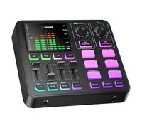 PUPGSIS - Mixer audio da gioco, interfaccia audio per PC/Podcast/Streaming, scheda audio con ingresso microfono XLR da 3,5 mm, alimentazione fantasma 48 V, cambio vocale, scheda