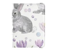 Puple Lily Calla Carino Coniglietti In Pelle Decorativo Impermeabile Porta Passaporto per Viaggio Vaccino Porta Carta Della Copertura Combo Badge ID Vaccino Porta Carta Portafoglio Leggero, puple