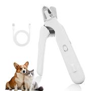 PupNourish SafeTrim Tagliaunghie per animali domestici, taglia unghie per cani per unghie nere, tagliaunghie 2 in 1 con doppia luce LED, smerigliatrice per unghie ricaricabile senza disordine (bianco)