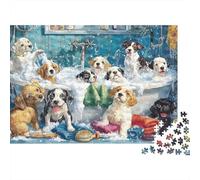 Puppies Bath Time Group 1000 Piece Puzzle, Dog Art Print, Fun Family Game, Gift for Adults