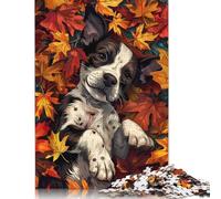 Puppy Autumn Leaves Dog Puzzle Impossible 1000Pcs Decorazione Per La Casa. Rilassamento E Intelligence Per Adulti E Bambini Da 12 Anni 1000pcs (75x50cm)