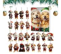 Puppy Countdown Calendar - 2025 Christmas Tree Pendant Decoration, 2D Acrylic Dogs Ornament, Funny Decor Presents for Animal Lovers, Christmas Decor, 10.23x7.08x1.18 Inches