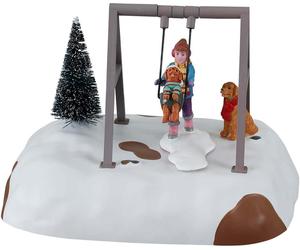 Puppy Gets A Swing Ride B/O 4.5V 14836 - Lemax - CUCCIOLO FA' GIRO IN ALTALENA