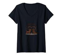Puppy Love Forever: Adorabile Coppia di Cani a Forma di Cuore Maglietta con Collo a V, Donna, Nero, XL