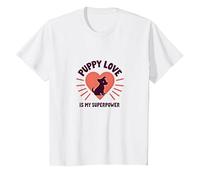 Puppy Love Is My Superpower - Cuore per Amanti dei Cani Maglietta, Bambini, Bianco, 3 Anni