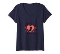 Puppy Love Is My Superpower - Cuore per Amanti dei Cani Maglietta con Collo a V, Donna, Navy, XL