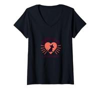 Puppy Love Is My Superpower - Cuore per Amanti dei Cani Maglietta con Collo a V, Donna, Nero, XL