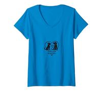 Puppy Love Never Dies - Adorabili Amanti dei Cani Maglietta con Collo a V, Donna, Zaffiro, XXL