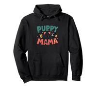 Puppy Mama: Adorabile Tributo alla Mamma del Cane per Gli Amanti degli Animali Domestici Felpa con Cappuccio, Unisex per Adulti, Nero, XL
