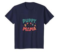 Puppy Mama: Adorabile Tributo alla Mamma del Cane per Gli Amanti degli Animali Domestici Maglietta, Bambini, Navy, 3 Anni