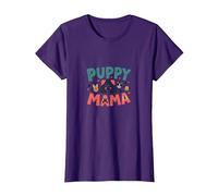 Puppy Mama: Adorabile Tributo alla Mamma del Cane per Gli Amanti degli Animali Domestici Maglietta, Donna, Viola, XL