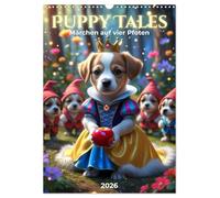 Puppy Tales - Märchen auf vier Pfoten (Wandkalender 2026 DIN A3 hoch), CALVENDO Monatskalender: Märchen neu erzählt: Zwölf niedliche Welpen verzaubern als Schneewittchen, Rotkäppchen & Co.