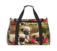 Puppys Borsa da viaggio da donna, con stampa carlino, borsa da viaggio, borsa da viaggio, accessori da viaggio, Nero , Taglia unica