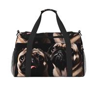 Puppys - Borsone da viaggio impermeabile con carlino, compatto, per sport, palestra e fine settimana, per uomini e donne