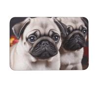 Puppys - Tappetino da bagno con carlino, assorbe umidità e sporco, con retro in gomma antiscivolo, adatto sotto la porta, per pavimento del bagno, vasca, doccia, lavandino