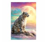 PUQAAEO Animali Ritratto PosterDipinti Graffiti La leoparda e la luna decorazione artistica da parete, decorazione moderna, poster artistico da appendere(bianco)-30x45cm Non incorniciato
