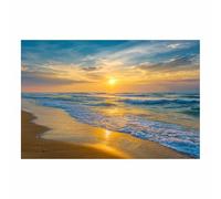 PUQAAEO Arte marina Il mare e il sole Vista mare naturale, poster con paesaggio marino,adatto per soggiorno,camera da letto, ufficio,Decorazione dell'hotel(Oro142)-70x100cm Non incorniciato