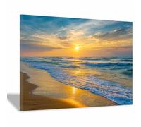 PUQAAEO Arte marina Il mare e il sole Vista mare naturale, poster con paesaggio marino,adatto per soggiorno,camera da letto, ufficio,Decorazione dell'hotel(Oro142)-50x70cm Incorniciato