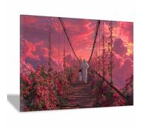 PUQAAEO Decorazioni di Gesù Gesù e i Bambini Murale di Gesù, murale cristiano su tela per soggiorno, camera da letto, chiesa, studio, divano(rosa84)-30x45cm Incorniciato