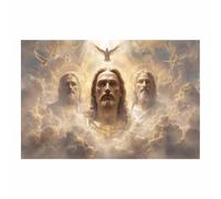 PUQAAEO Decorazioni di Gesù Gesù e la colomba Murale di Gesù, murale cristiano su tela per soggiorno, camera da letto, chiesa, studio, divano(Bianco74)-80x120cm Non incorniciato