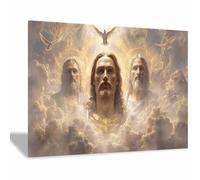 PUQAAEO Decorazioni di Gesù Gesù e la colomba Murale di Gesù, murale cristiano su tela per soggiorno, camera da letto, chiesa, studio, divano(Bianco74)-70x100cm Incorniciato
