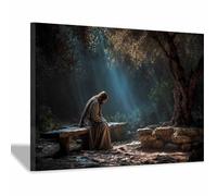PUQAAEO Decorazioni di Gesù Il bosco di Gesù Murale di Gesù, murale cristiano su tela per soggiorno, camera da letto, chiesa, studio, divano(Multicolore24)-70x100cm Incorniciato